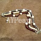black and white pearl and garnet bracelet under $ 8