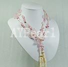 Handmade pearl rose quartz necklace