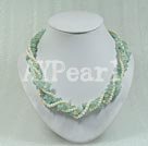pearl and aquamarine chips necklace