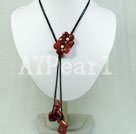 red carnelian flower necklace