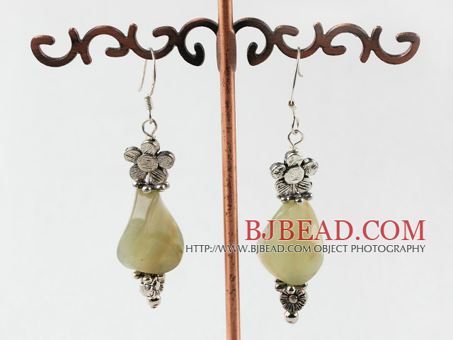 three color jade earrings