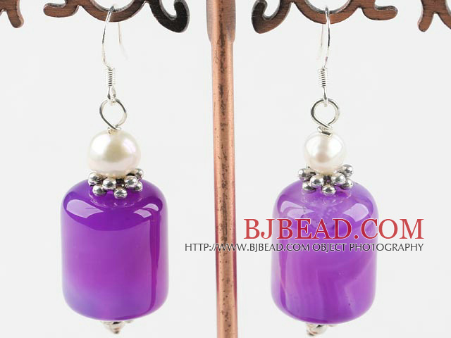 white pearl and amethyst earrings