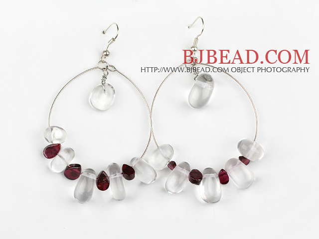 Large-diameter circle fashion crystal garnet earrings