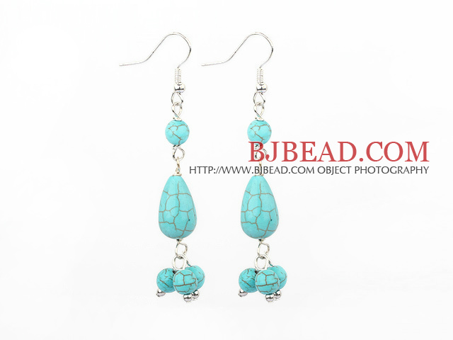burst pattern turquoise dangle earrings