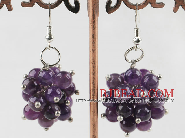 cluster grape style 6mm amethyst earrings
