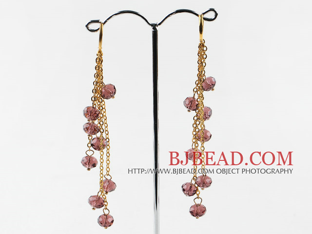 gorgeous crystal long earrings on golden chain
