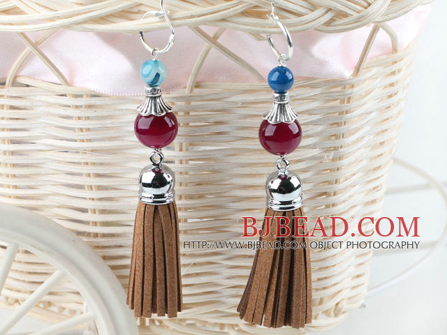 red agate fashion earrings with tassels