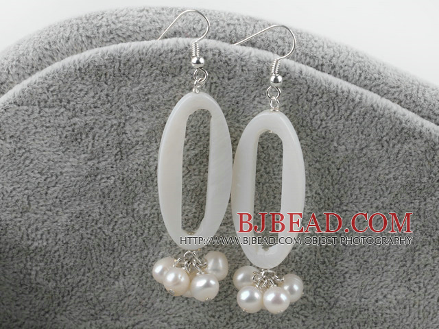 white pearl shell earrings