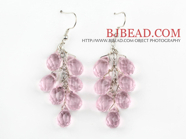 pink manmade crystal cluster earrings