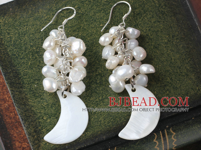 cluster style pearl shell earrings