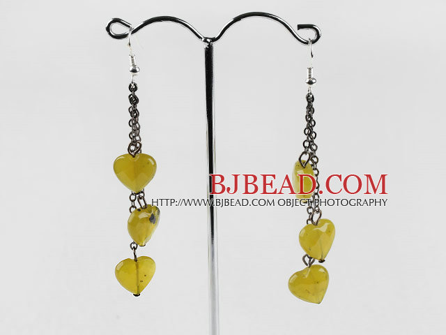 lovely heart shape dangling style South Korea jade earrrings