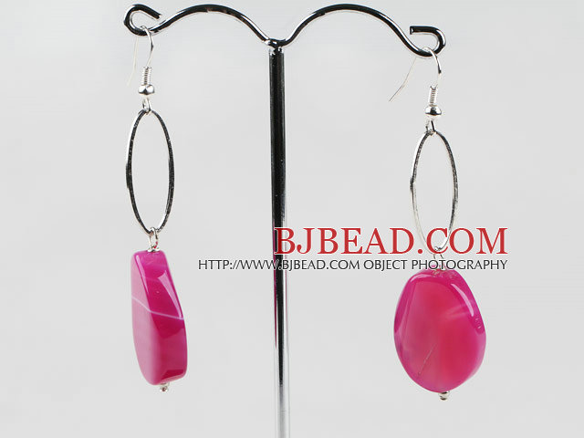 new chunky style pink agate earrings