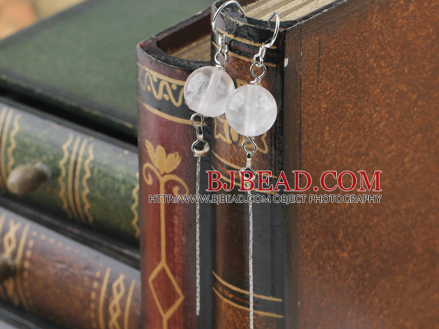 dangling style 12mm pink color crystal ball earrings