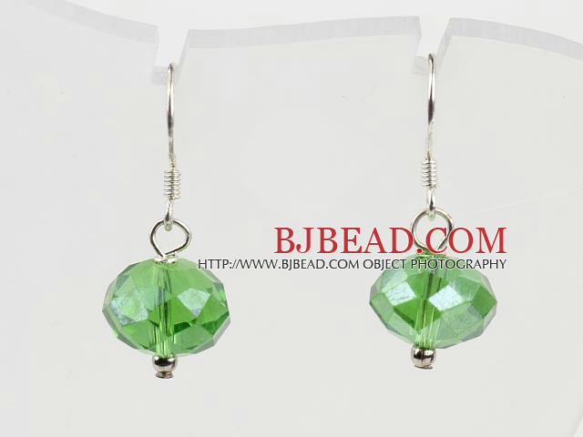 12mm faceted green crystal earrings