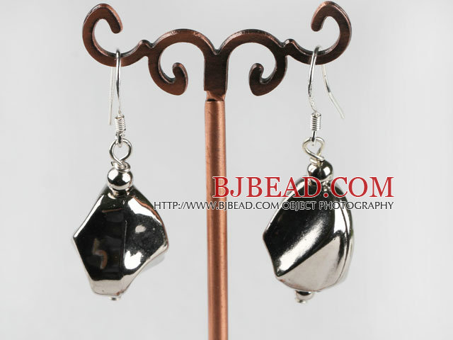 irregular shape CCB silver like fashion earrings
