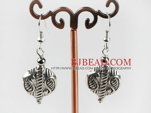 CCB silver like fashion earrings with engraved print