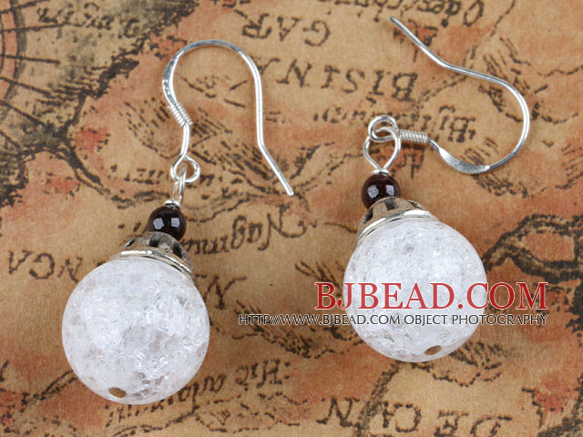 small cute white popcorn crystal ball earrings