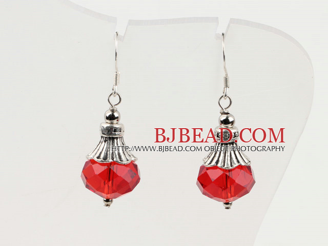 pretty red pink crystal ball earrings