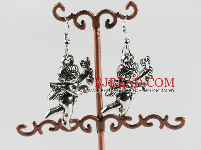 lovely angle charm  tibet silver earrings