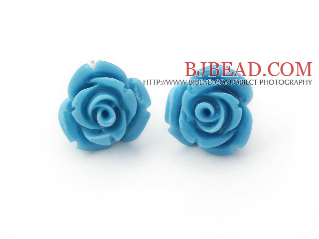 turquoise color rose studs