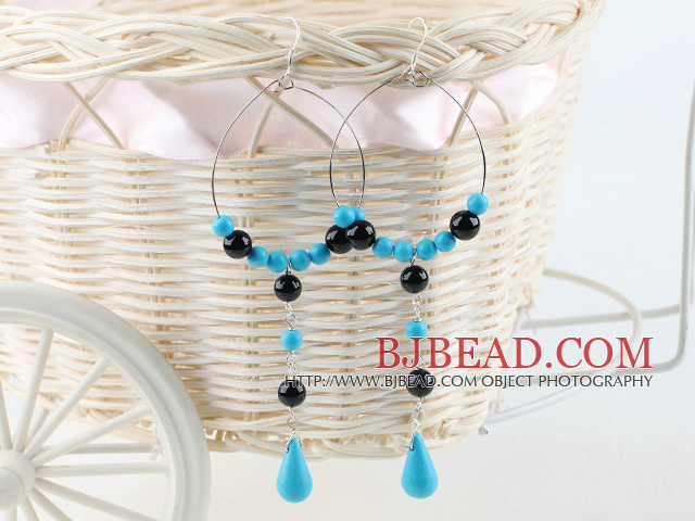turquoise black agate earrings