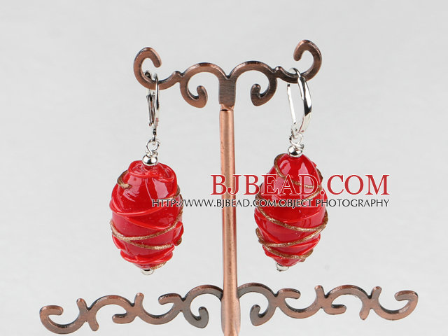 lovely red colored glaze earrings