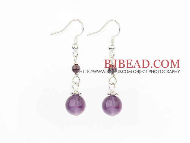 garnet and natural amethyst earrings