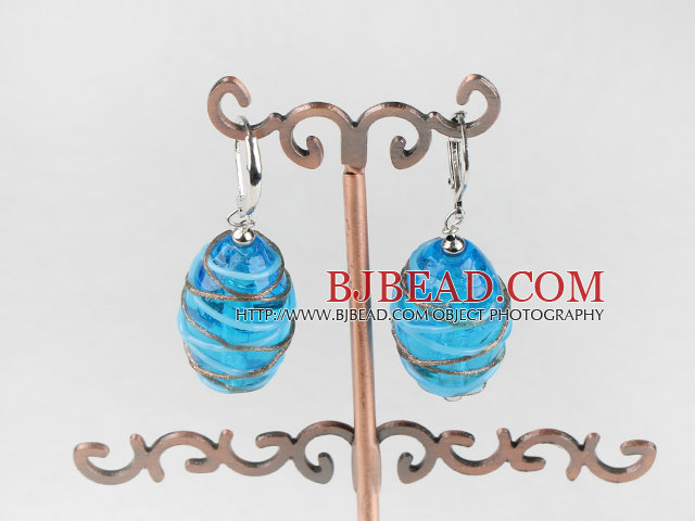 lovely sea blue colored glaze earrings