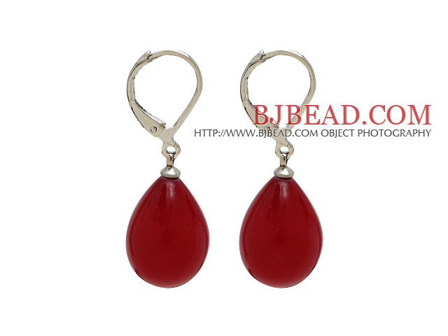 drop shape red sea shell beads earrings
