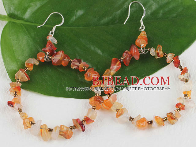Large-diameter circle agate chips earrings