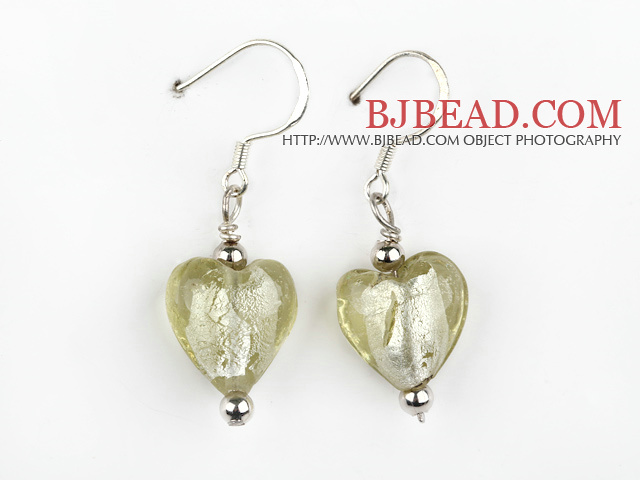 light yellow heart shape colored glaze earrings