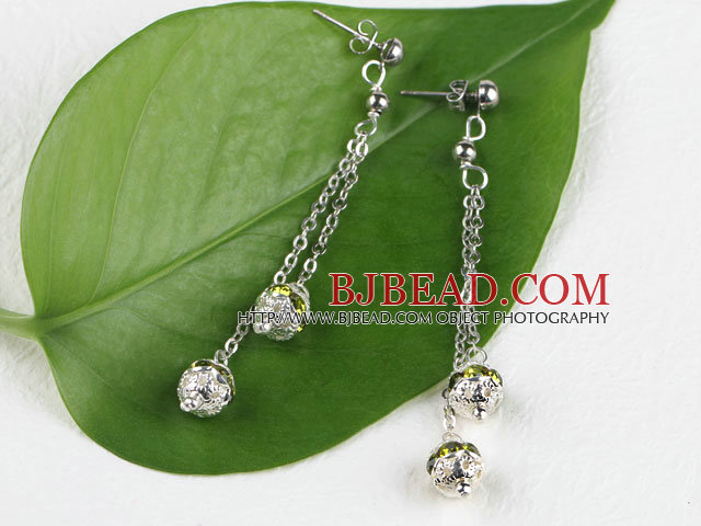 dangling style coloful rhinestone ball earrings