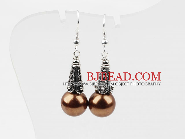 Classic Design Coffee Color Shell Beads Earrings
