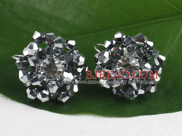 lovely gray and white crystal earrings