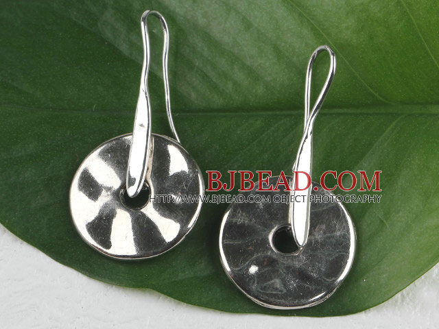 disc shape CCB silver like earrings