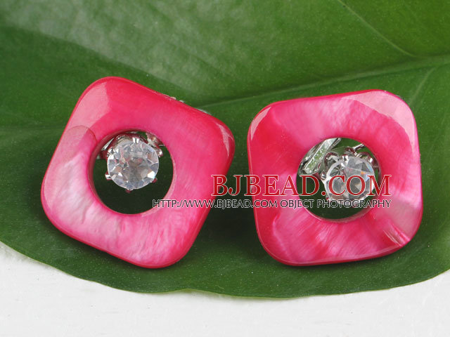 noble rhinestone and pink shell earrings