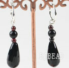 lovely garnet and drop shape black agate earrings