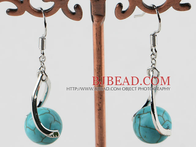 hot style 10mm turquoise ball earrings