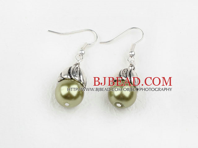Simple Style Yellow Green Color Shell Beads Earrings