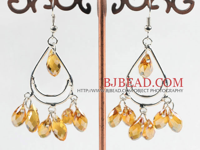 lovely mandmade yellow crystal earrings