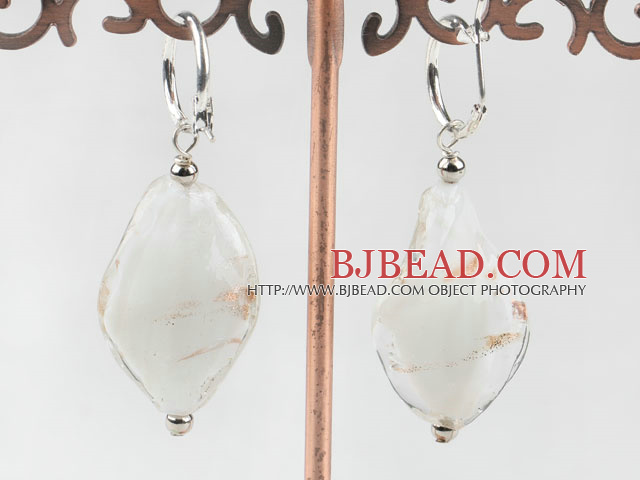Cute style Woven shape white colored glaze earrings