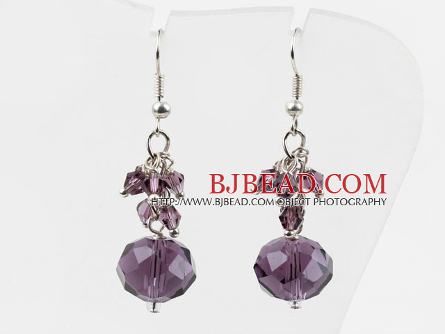 Simple Style Purple Crystal Earrings