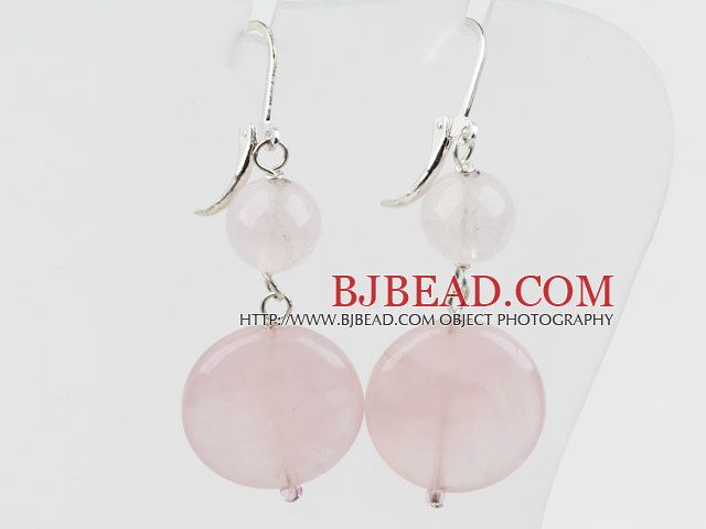 Lovely Style Round Rose Quartz Earrings