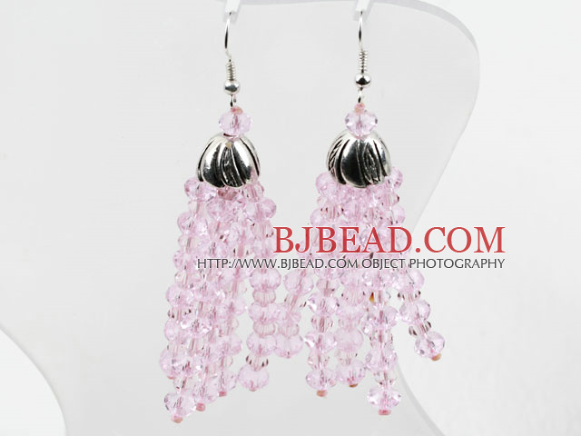 Fansy Style Pink Crystal Tassel Earrings
