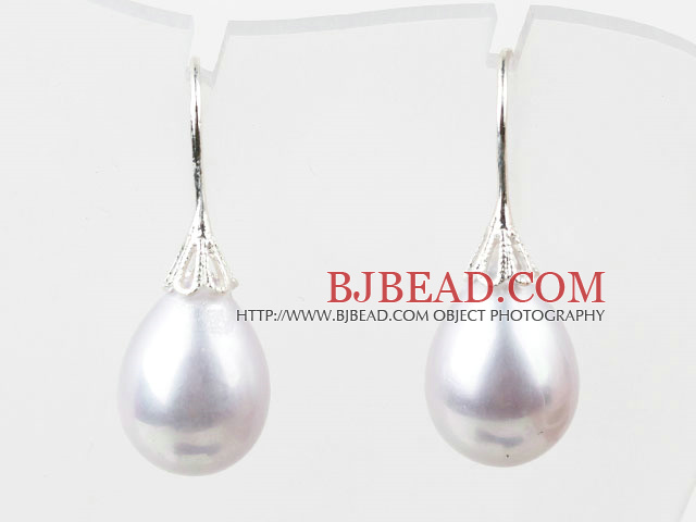 Classic Design Drop Shape Light Gray Color Seashell Beads Earrings