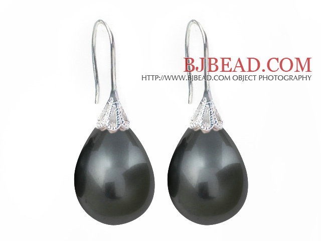 Classic Design Drop Shape Black Gray Color Seashell Beads Earrings