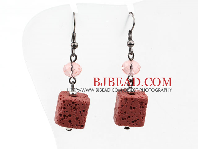 Brick Red Volcanic Stone Earrings