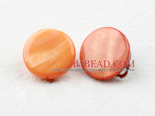 Classic Design Big Style Orange Color Shell Clip Earrings