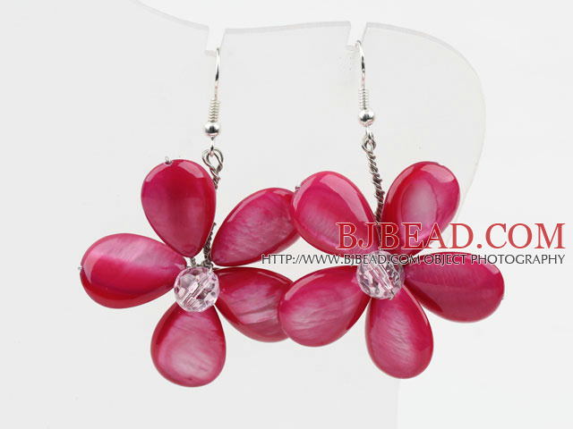 New Design Dyed Peach Pink Shell Flower Spring Earrings