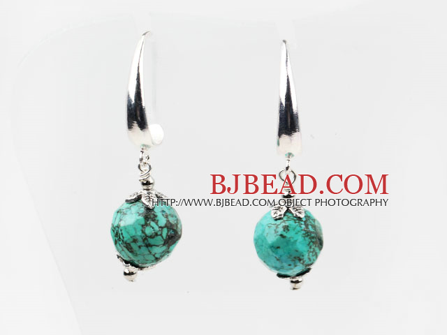 Simple Design Faceted Turquoise Earrings